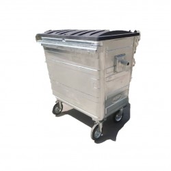 Muhibbah HDGI1100 4 Wheel Hot-Dipped Galvanised Steel Mobile Garbage Bin (1100 Litres)