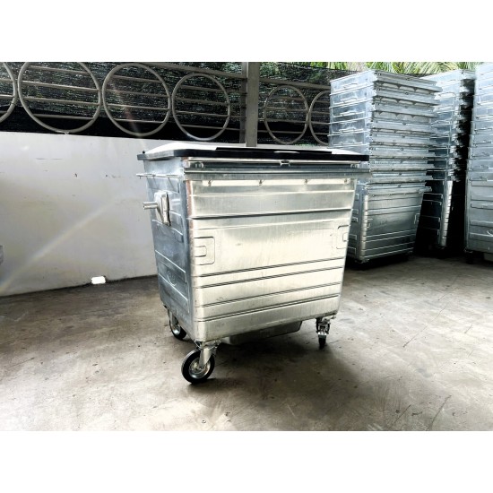 Muhibbah HDGI1100 4 Wheel Hot-Dipped Galvanised Steel Mobile Garbage Bin (1100 Litres)