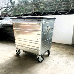 Muhibbah HDGI1100 4 Wheel Hot-Dipped Galvanised Steel Mobile Garbage Bin (1100 Litres)
