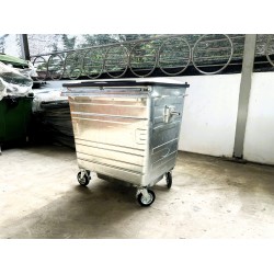 Muhibbah HDGI1100 4 Wheel Hot-Dipped Galvanised Steel Mobile Garbage Bin (1100 Litres)