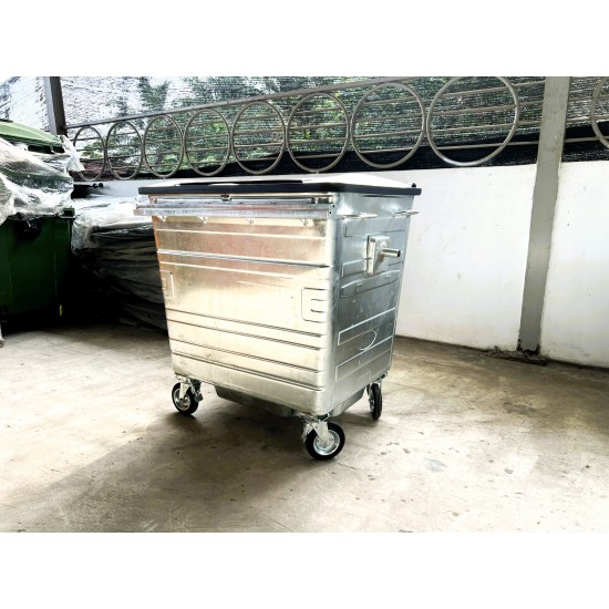 Muhibbah HDGI1100 4 Wheel Hot-Dipped Galvanised Steel Mobile Garbage Bin (1100 Litres)
