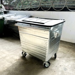 Muhibbah HDGI1100 4 Wheel Hot-Dipped Galvanised Steel Mobile Garbage Bin (1100 Litres)