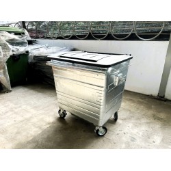 Muhibbah HDGI1100 4 Wheel Hot-Dipped Galvanised Steel Mobile Garbage Bin (1100 Litres)