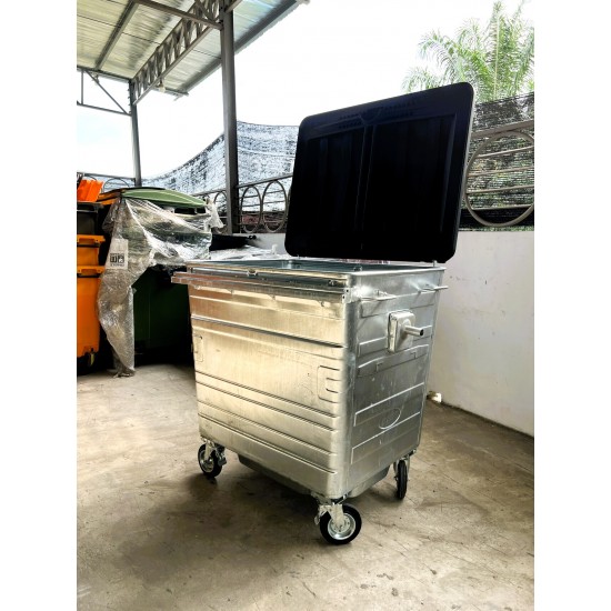 Muhibbah HDGI1100 4 Wheel Hot-Dipped Galvanised Steel Mobile Garbage Bin (1100 Litres)