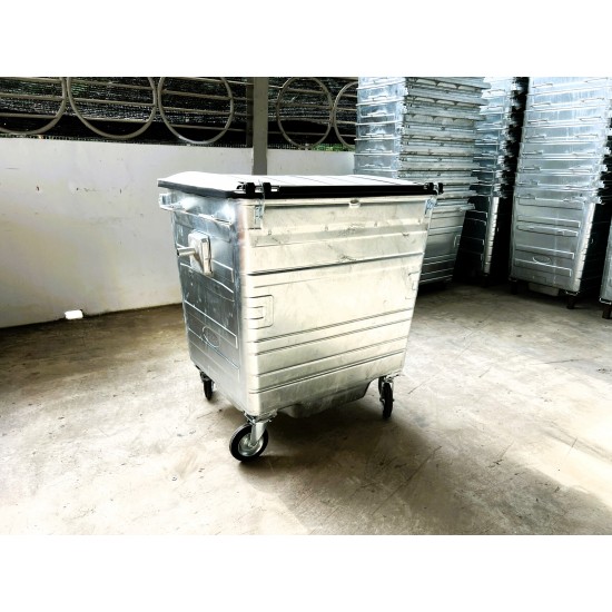 Muhibbah HDGI1100 4 Wheel Hot-Dipped Galvanised Steel Mobile Garbage Bin (1100 Litres)