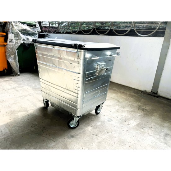 Muhibbah HDGI1100 4 Wheel Hot-Dipped Galvanised Steel Mobile Garbage Bin (1100 Litres)