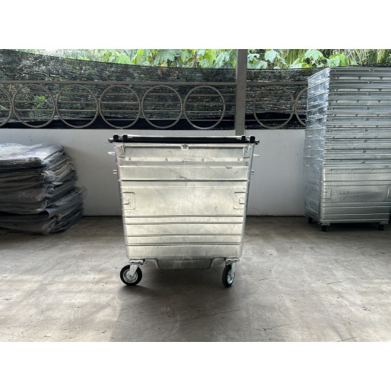 Muhibbah HDGI1100 4 Wheel Hot-Dipped Galvanised Steel Mobile Garbage Bin (1100 Litres)