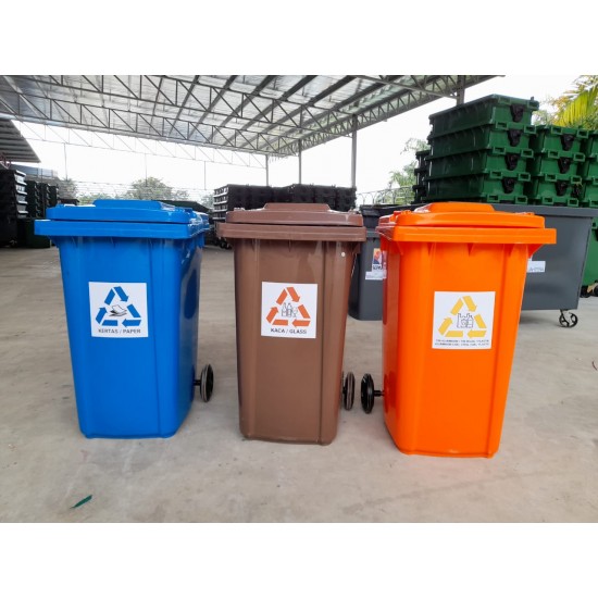 Muhibbah MGB 240 2 Wheel Mobile Garbage Bin Recycle Bin Set 3 in 1 